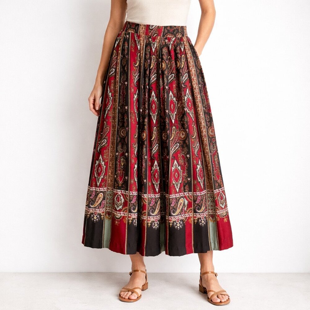 Vintage Susan Bristol Floral Paisley Maxi Skirt M